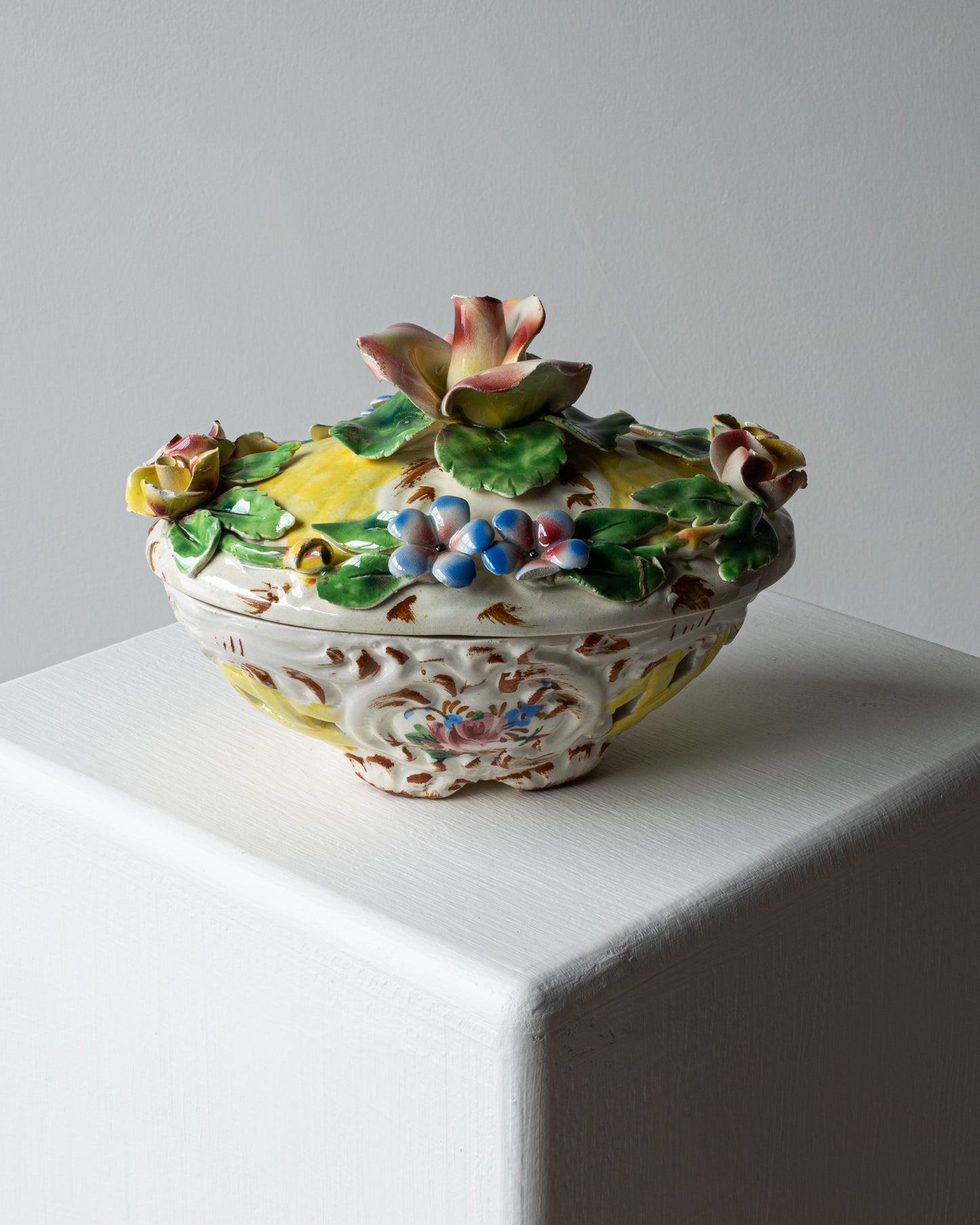 Italian Floral Ceramic Lidded Jar