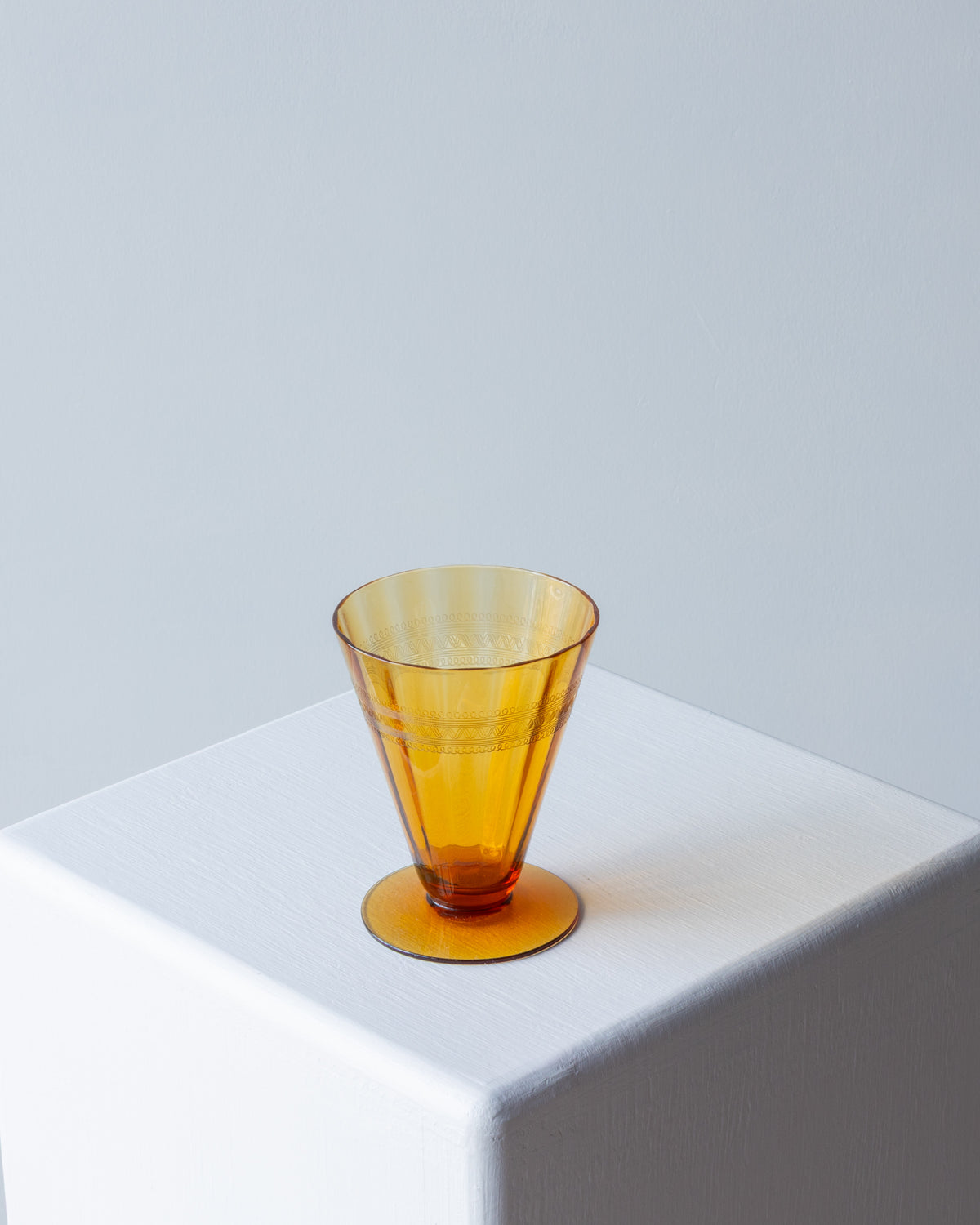 Amber Etched Dessert Glasses - Pair
