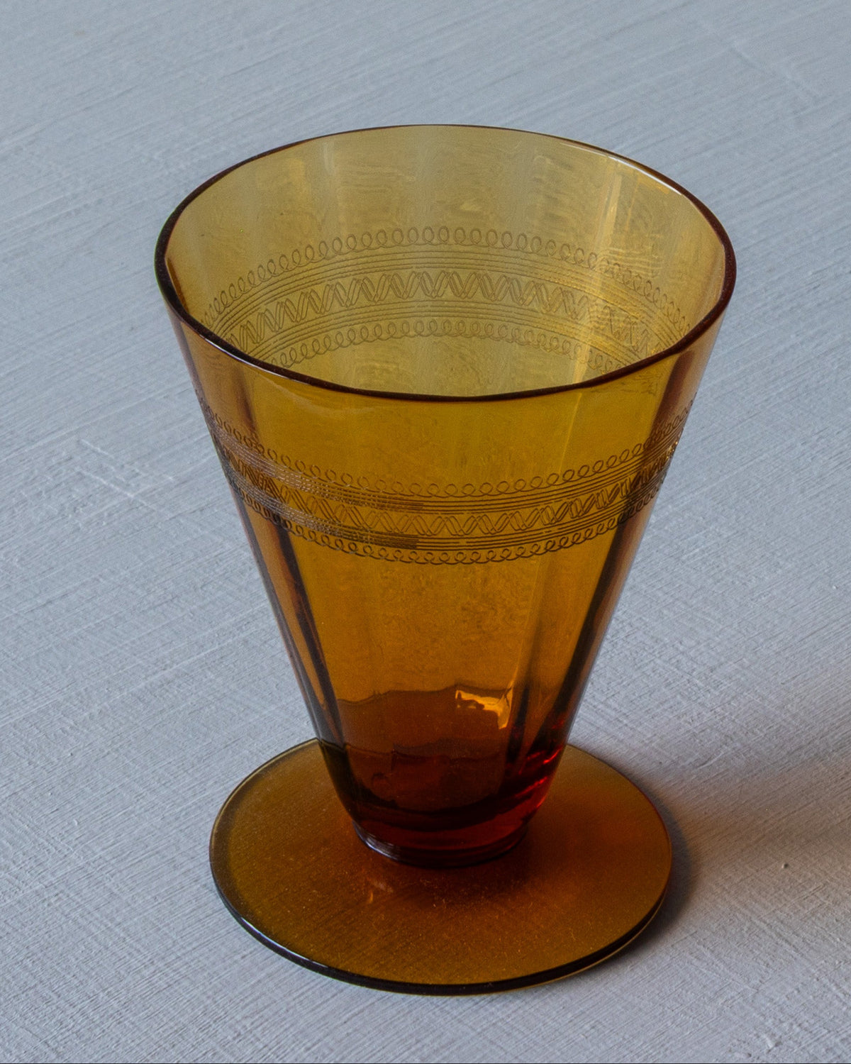 Amber Etched Dessert Glasses - Pair