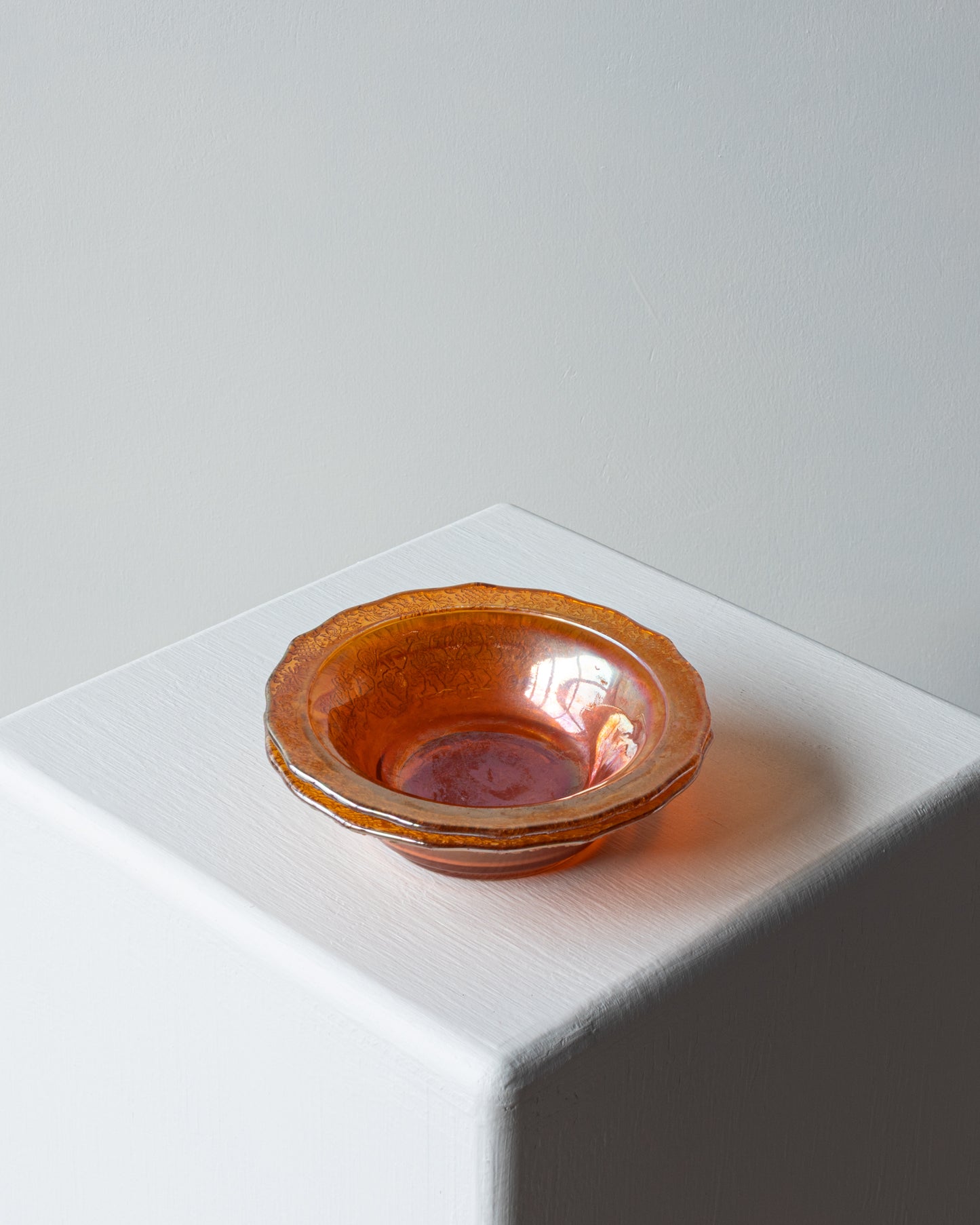 Orange Lusterware Dishes - Pair
