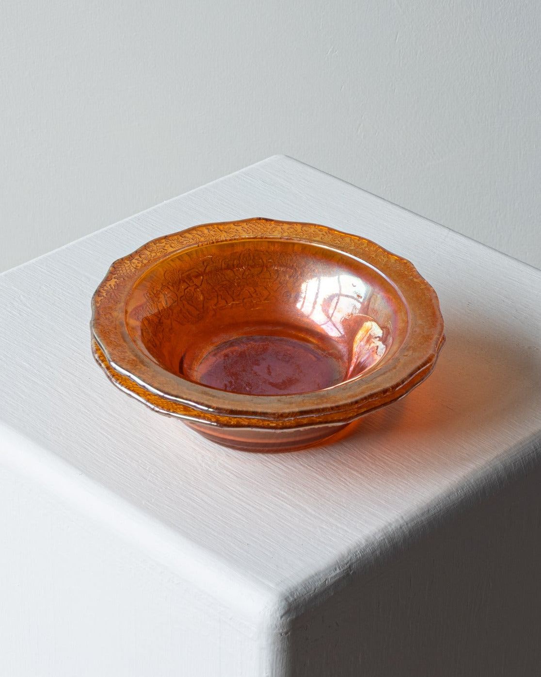 Orange Lusterware Dishes - Pair
