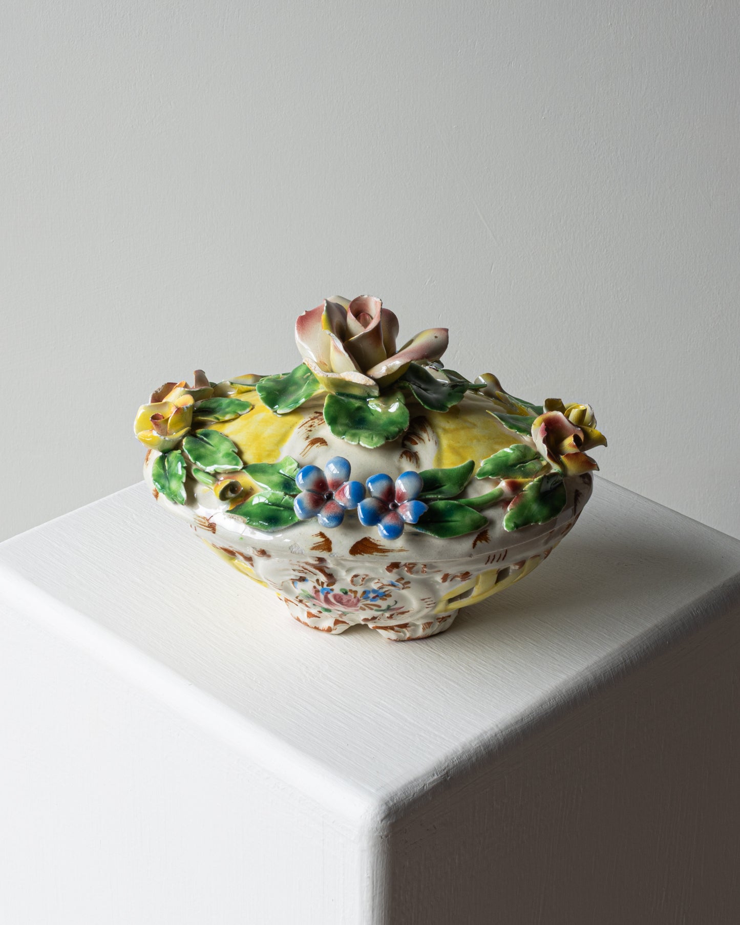 Italian Floral Ceramic Lidded Jar