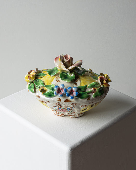 Italian Floral Ceramic Lidded Jar