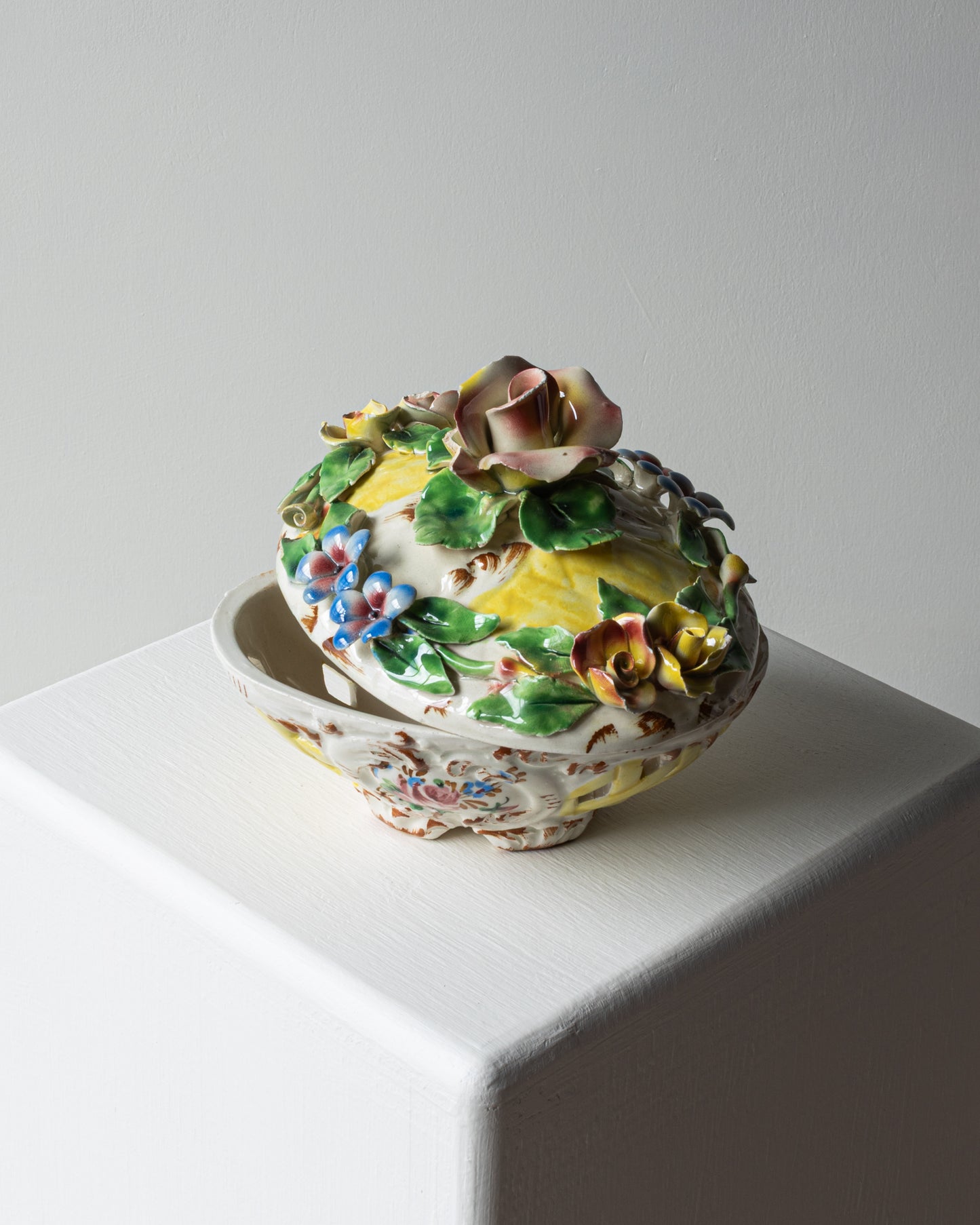 Italian Floral Ceramic Lidded Jar